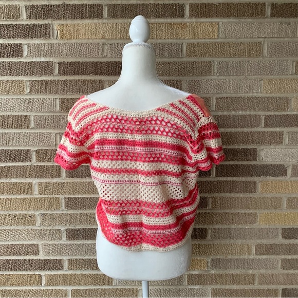 Free People We the Free Crochet Peach Crop Top Size Medium - Picture 1 of 11